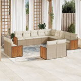 Salon de jardin avec coussins 13 pcs beige résine tressée