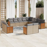 Salon de jardin avec coussins 13 pcs beige résine tressée