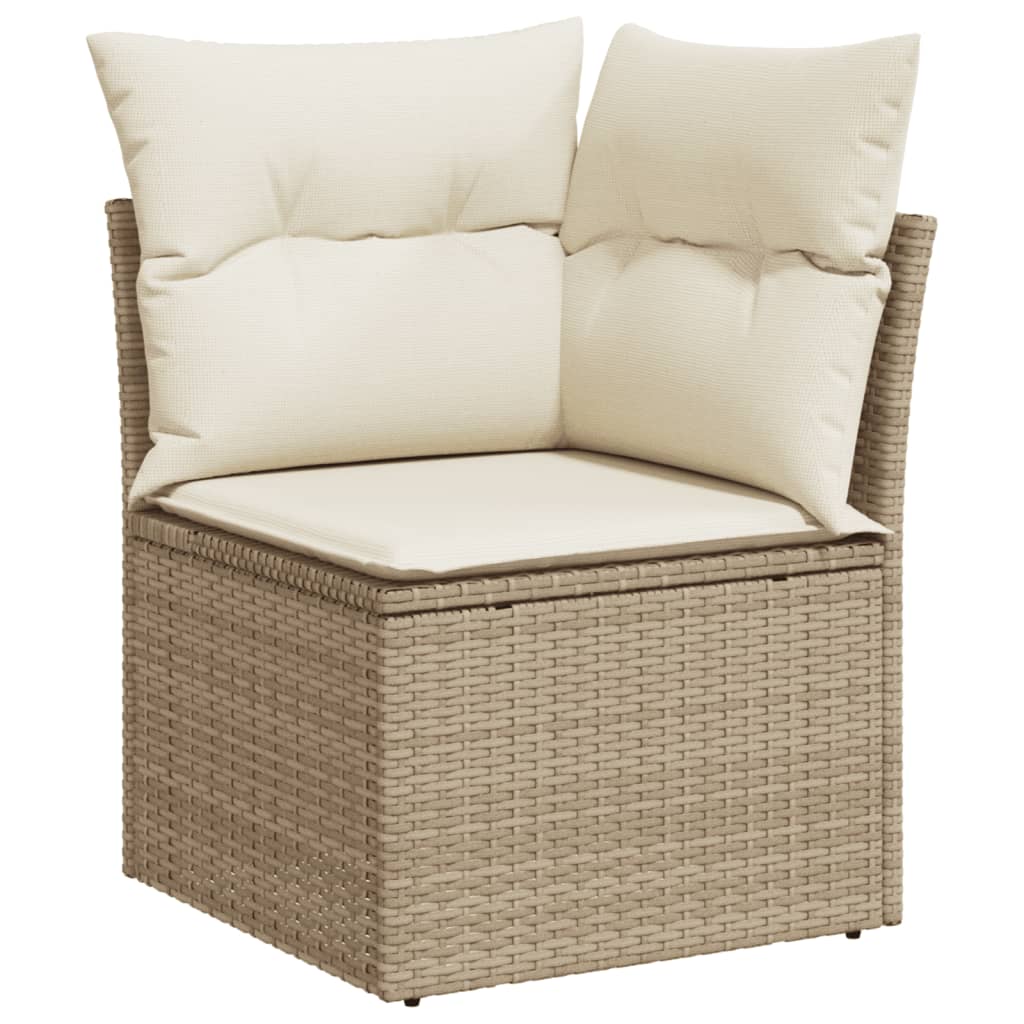 Salon de jardin avec coussins 14 pcs beige résine tressée