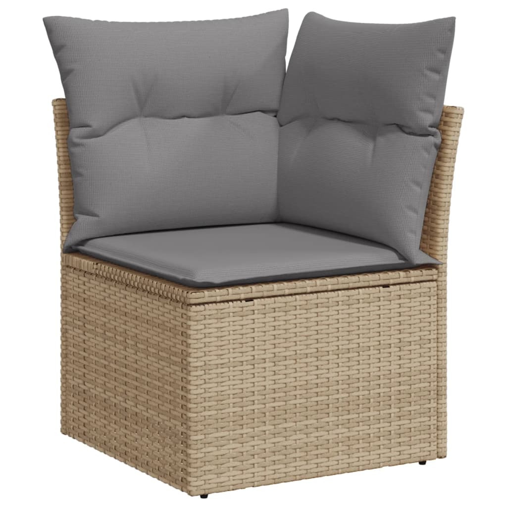 Salon de jardin avec coussins 14 pcs beige résine tressée