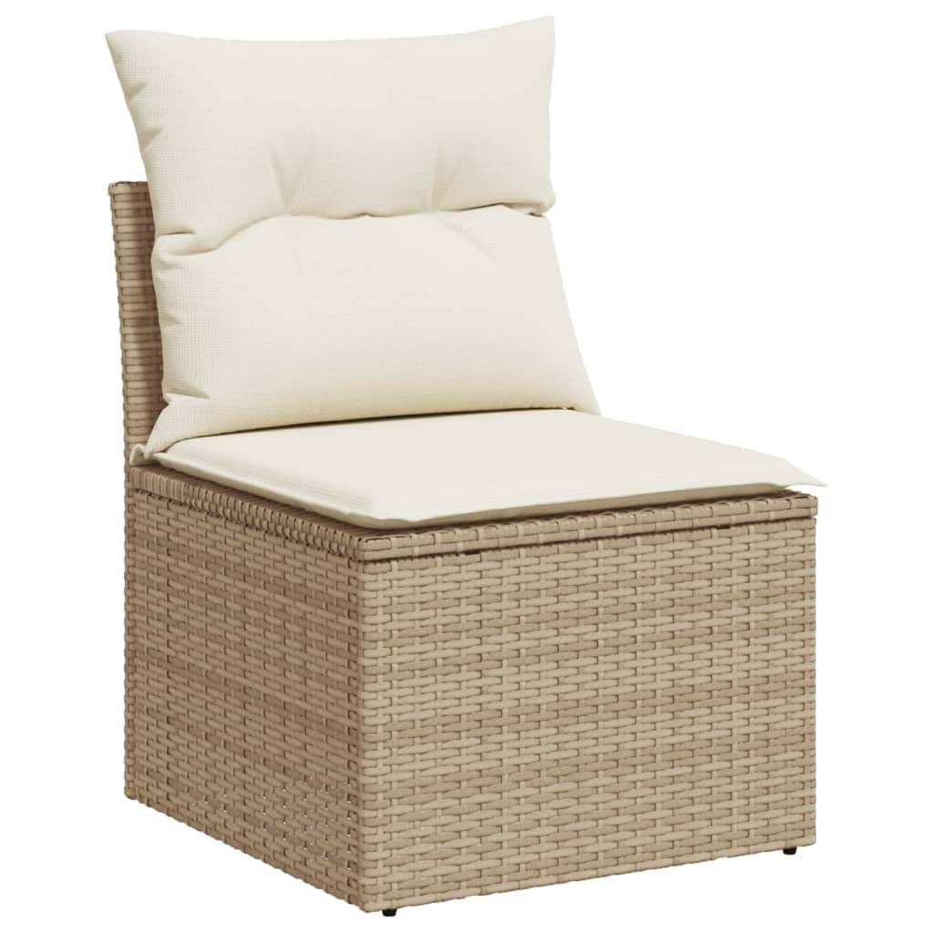 Salon de jardin avec coussins 12 pcs beige résine tressée