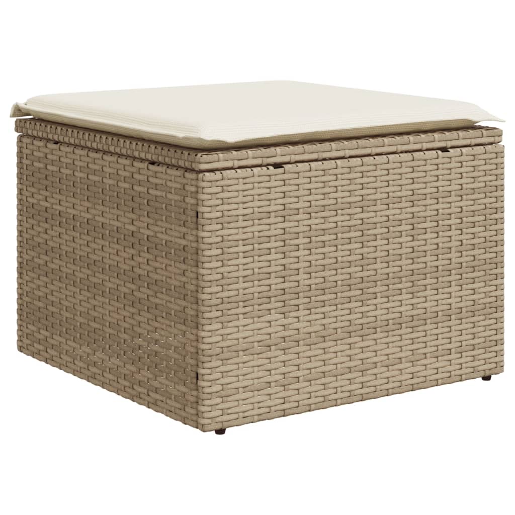 Salon de jardin avec coussins 12 pcs beige résine tressée