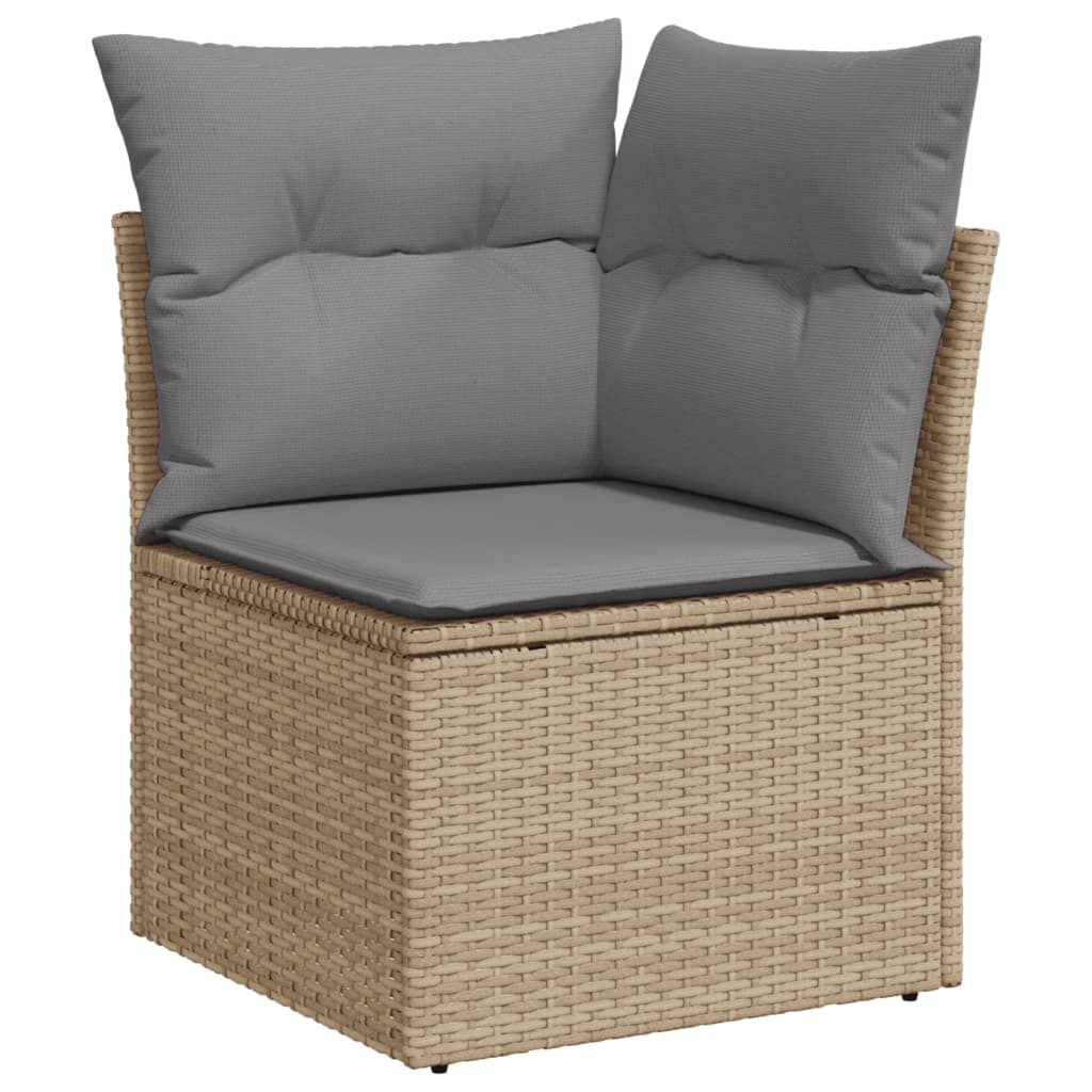 Salon de jardin avec coussins 12 pcs beige résine tressée