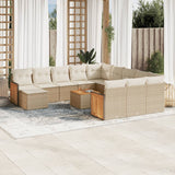 Salon de jardin avec coussins 13 pcs beige résine tressée