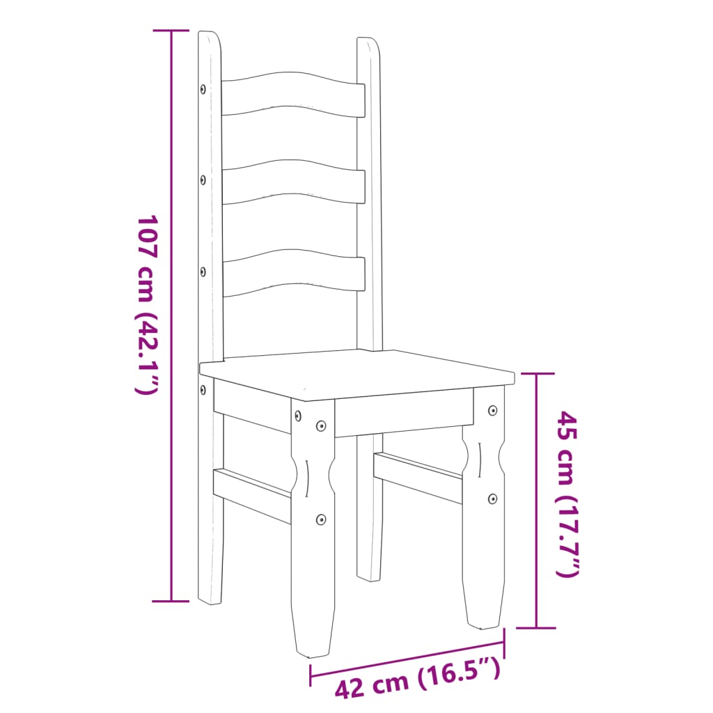 Esszimmerstühle 2er-Set Corona 42x47x107cm massives Kiefernholz