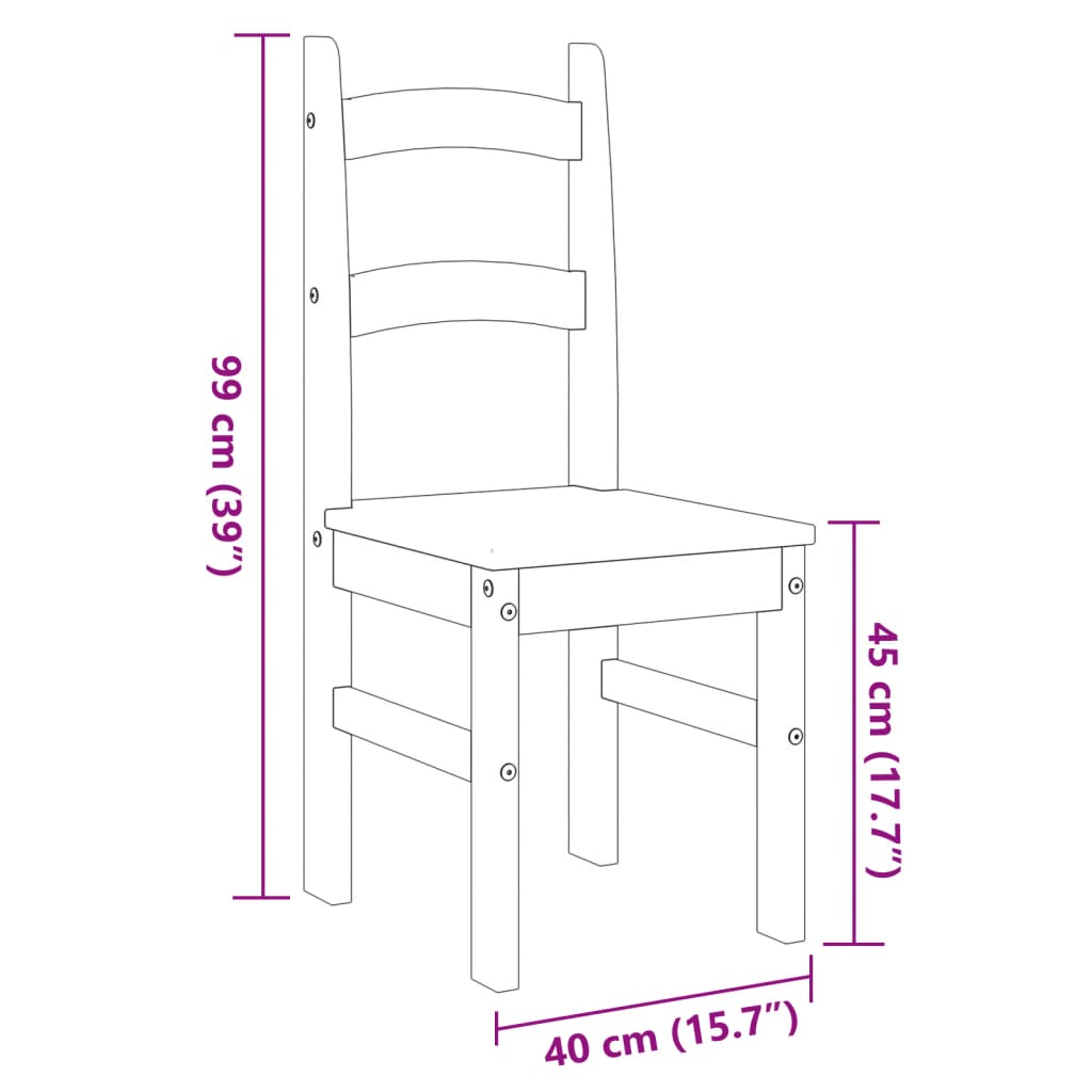 Dining chairs set of 2 40x46x99 cm solid pine wood