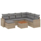 Salon de jardin avec coussins 8 pcs beige résine tressée