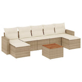 Salon de jardin avec coussins 8 pcs beige résine tressée