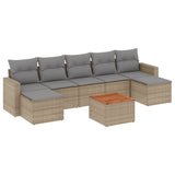 Salon de jardin avec coussins 8 pcs beige résine tressée