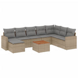 Salon de jardin avec coussins 9 pcs beige résine tressée