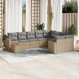 Salon de jardin avec coussins 10 pcs beige résine tressée