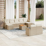 Salon de jardin avec coussins 10 pcs beige résine tressée