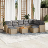 Salon de jardin avec coussins 10 pcs beige résine tressée