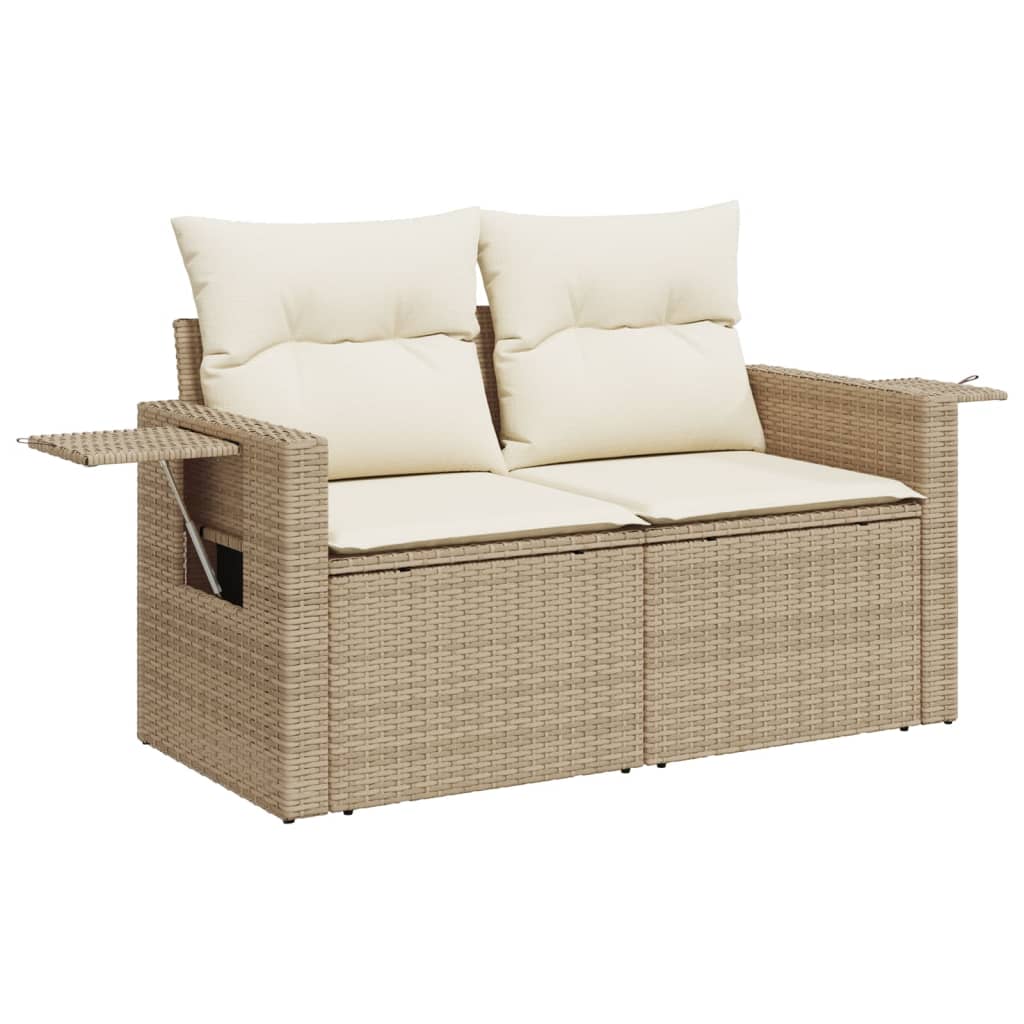 Salon de jardin avec coussins 4 pcs beige résine tressée