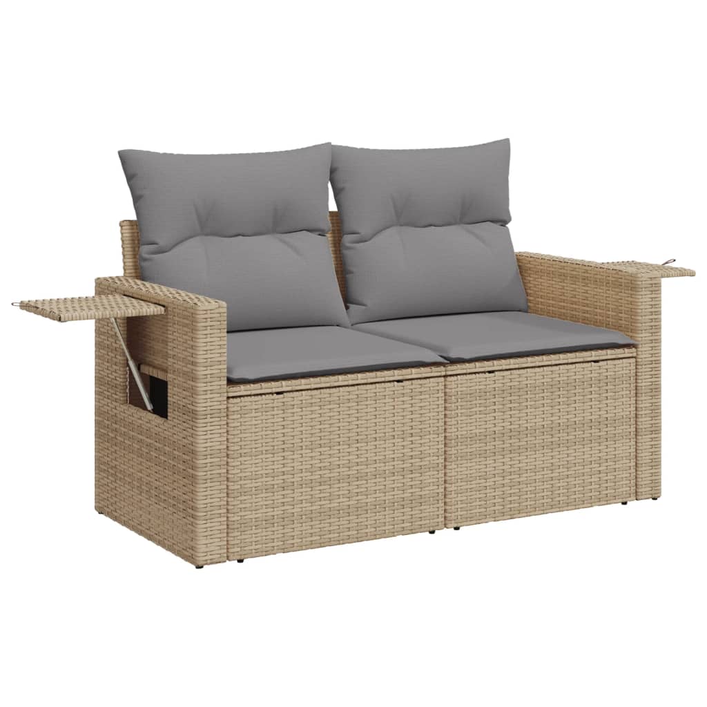 Salon de jardin avec coussins 4 pcs beige résine tressée