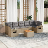 Salon de jardin avec coussins 8 pcs beige résine tressée