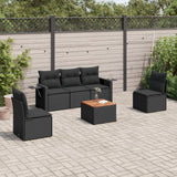 Salon de jardin 6 pcs avec coussins noir résine tressée