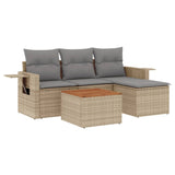 Salon de jardin avec coussins 5 pcs beige résine tressée