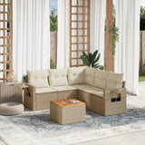 Garden furniture set with cushions 6 pcs beige woven resin