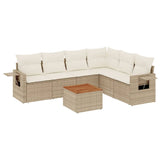 Salon de jardin avec coussins 7 pcs beige résine tressée