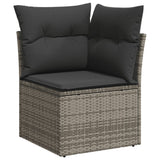 Garden furniture set with cushions 7 pcs gray woven resin