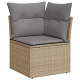 Salon de jardin avec coussins 7 pcs beige résine tressée