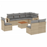 Salon de jardin avec coussins 9 pcs beige résine tressée