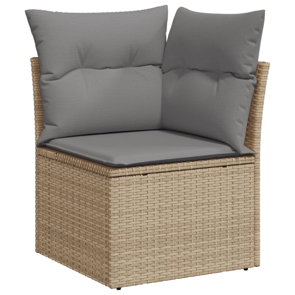 Salon de jardin avec coussins 12 pcs beige résine tressée