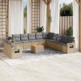 Salon de jardin avec coussins 12 pcs beige résine tressée