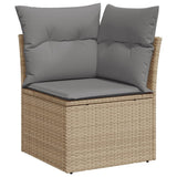 Garden furniture set with cushions 10 pcs beige woven resin