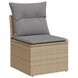 Garden furniture set with cushions 10 pcs beige woven resin