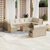 Salon de jardin avec coussins 13 pcs beige résine tressée