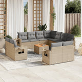 Salon de jardin avec coussins 12 pcs beige résine tressée