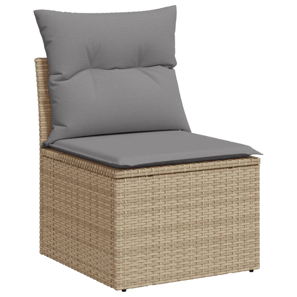 Salon de jardin avec coussins 13 pcs beige résine tressée