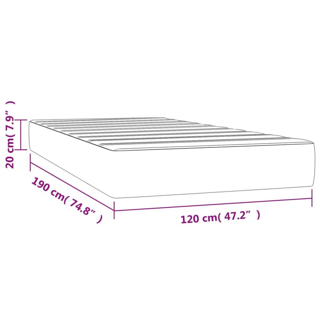 Matelas de lit à ressorts ensachés gris clair 120x190x20 cm