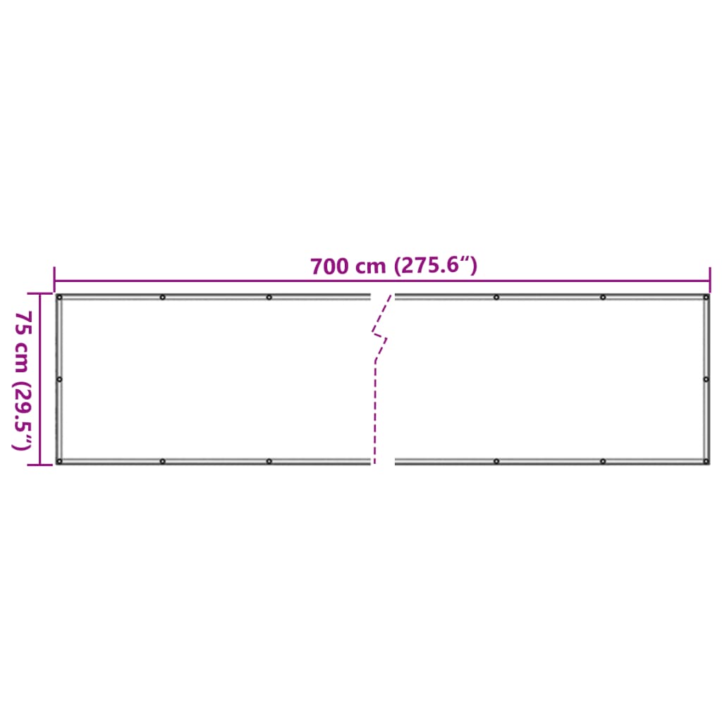 Anthracite balcony privacy screen 700x75 cm PVC