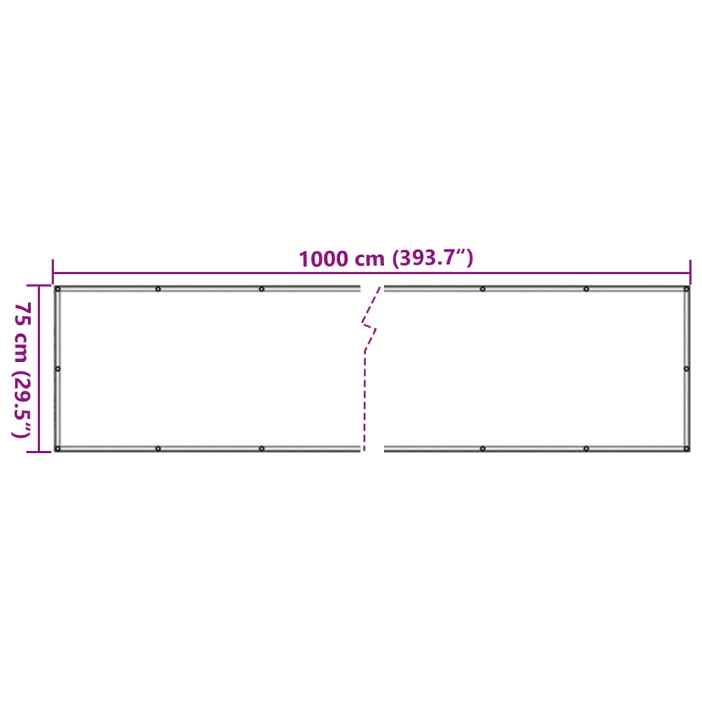 Grey balcony privacy screen 1000x75 cm PVC