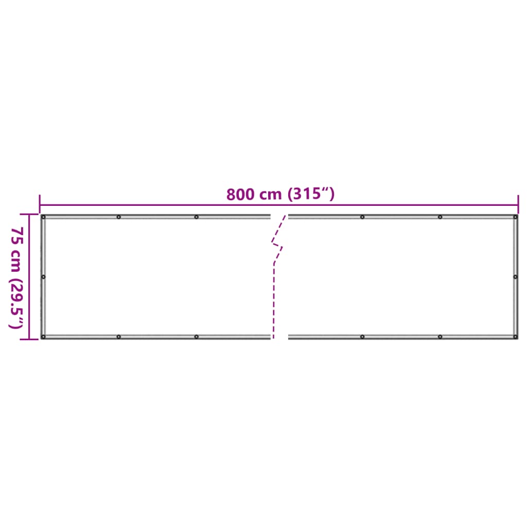 White balcony privacy screen 800x75 cm PVC