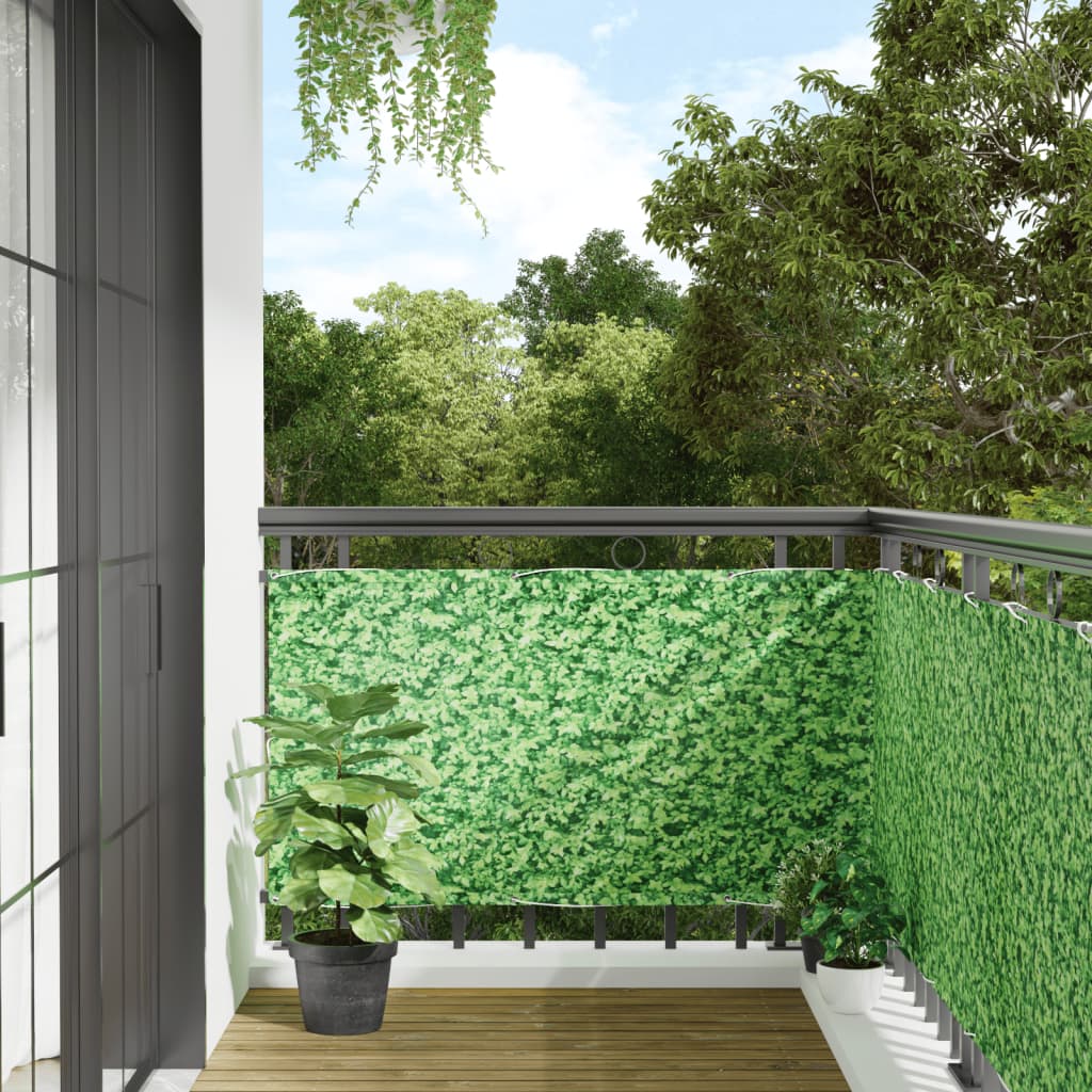 Balcony privacy screen green plant look 400x75 cm PVC