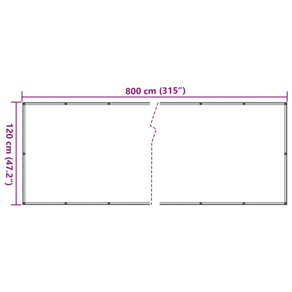 White balcony privacy screen 800x120 cm PVC