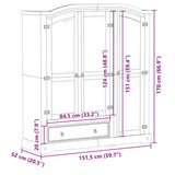 Corona wardrobe 151.5x52x170 cm solid pine wood