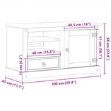 Meuble TV Corona 100x45x58 cm bois de pin massif