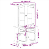 Vitrine en verre Corona 100x48,5x179 cm bois massif de pin