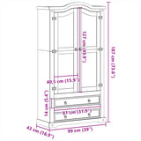 Vitrine en verre Corona 99x43x187 cm bois massif de pin