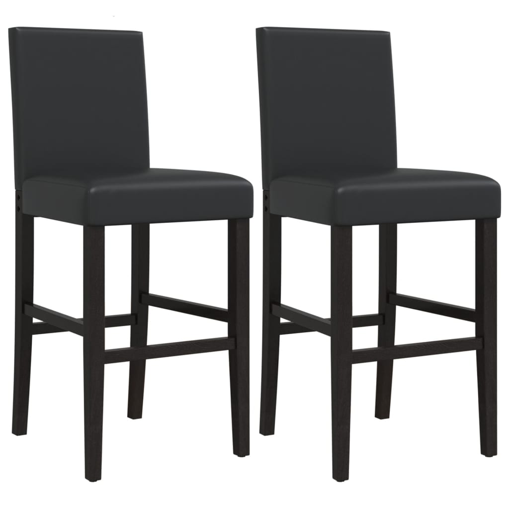 Chaises de bar lot de 2 bois massif d'hévéa et similicuir