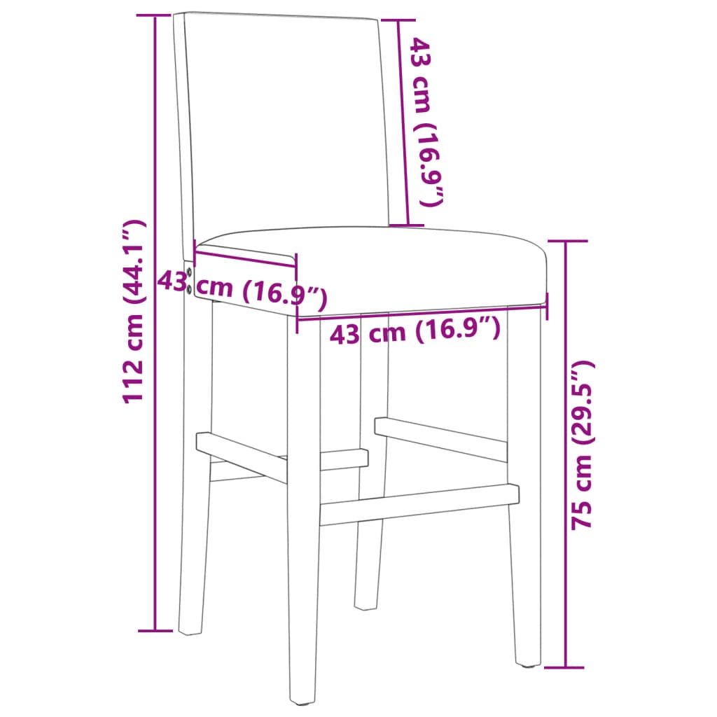 Barstühle-Set aus 2 massivem Gummiholz ​​und Kunstleder