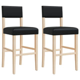 Chaises de bar lot de 2 bois massif d'hévéa et similicuir