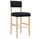 Chaises de bar lot de 2 bois massif d'hévéa et similicuir