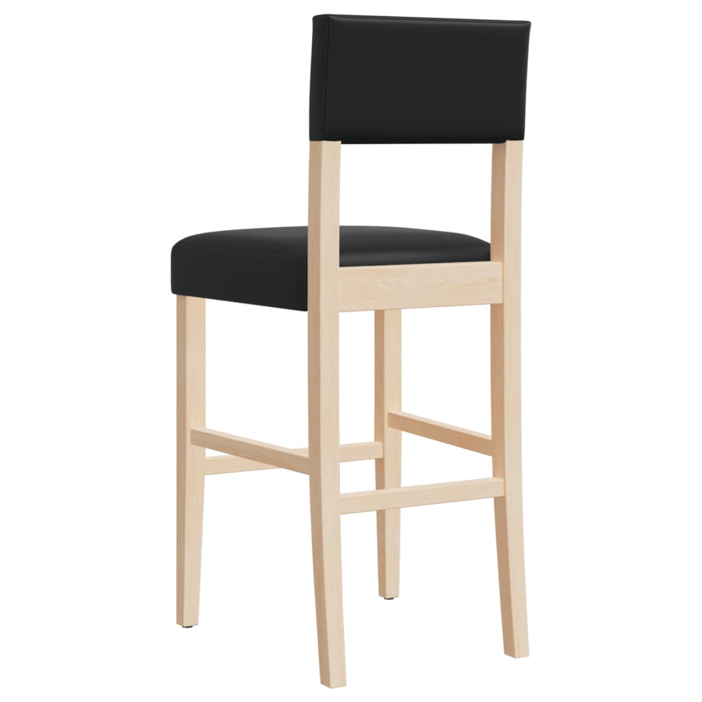 Chaises de bar lot de 2 bois massif d'hévéa et similicuir