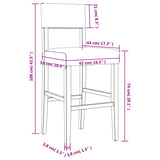 Chaises de bar lot de 2 bois massif d'hévéa et similicuir